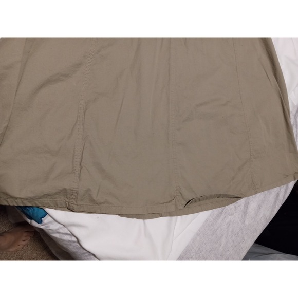 Basic Editions Khaki Cotton Midi Skirt Size 12 Tan A-Line Elastic Back Waist - Picture 9 of 13